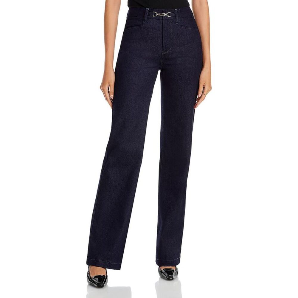 Paige Womens Leenah Blue High Rise Denim Slim Wide Leg Jeans NWT